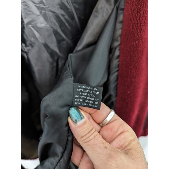 Vintage 90's Forecaster Plush Fleece Mid Length Jacket Red Geometric Print M - Picture 10 of 11